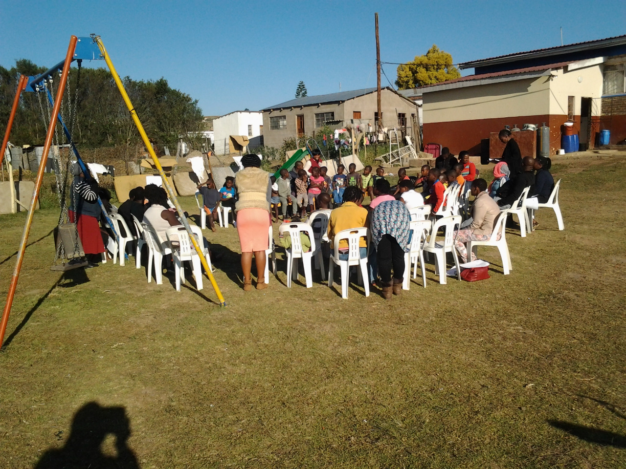Children playing on the swings at the Siyakhana centre in Mount Frere